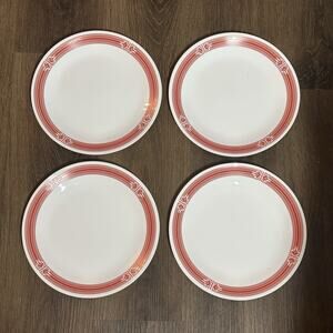 Corelle Prairie Garden Red White Dinner Plates 10 1/4" Set of 4 Excellent
